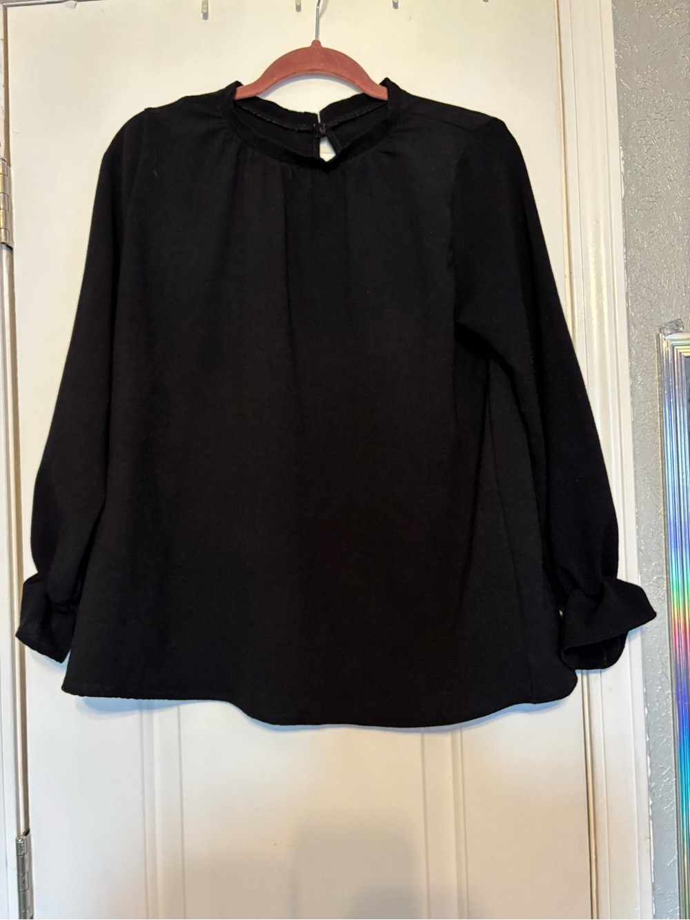 Classic Black Long-Sleeve Women's Blouse